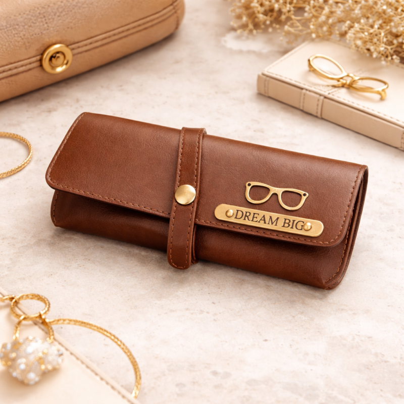personalized leather eyeglasses case with name engraving